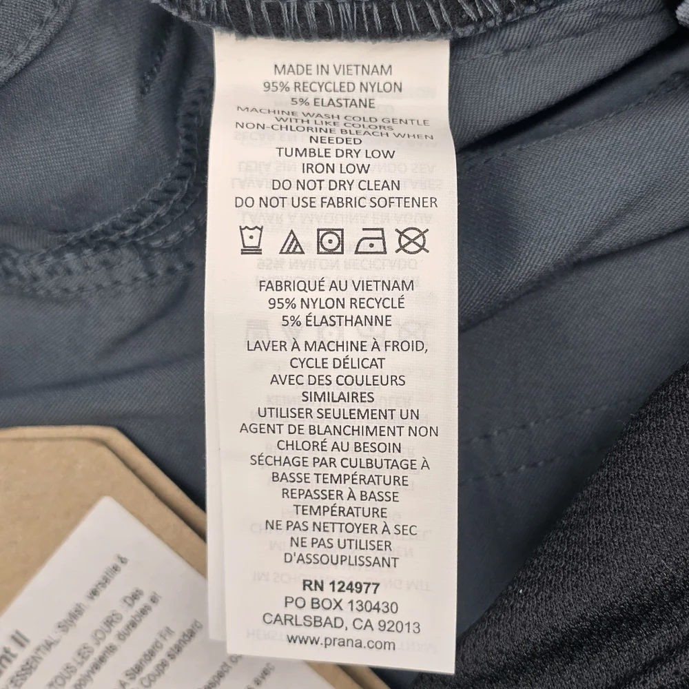Prana NWT Brion Pant II Straight Leg Blue Gray Pants Size 28 x 34